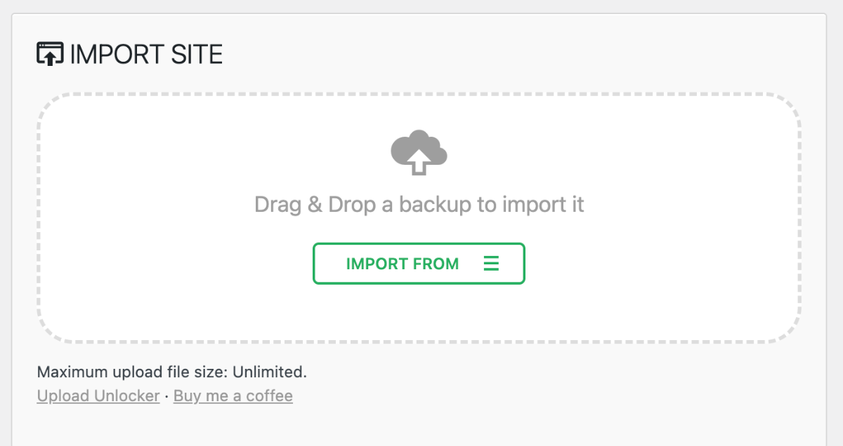 Upload Limit for All-in-One WP Migration Plugin